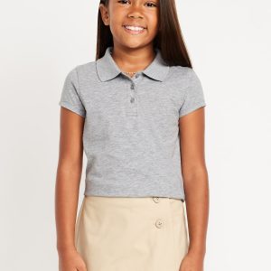 School Uniform Jersey-Knit Polo Shirt for Girls