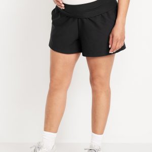 Maternity Rollover-Waist PowerSoft Shorts -- 3-inch inseam