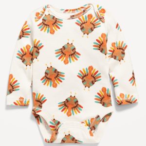 Printed Unisex Long-Sleeve Bodysuit for Baby