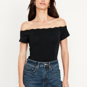 Off-Shoulder Lace-Trim Top