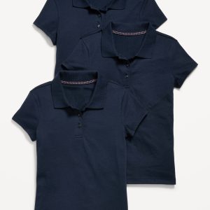 School Uniform Jersey-Knit Polo Shirt 3-Pack for Girls