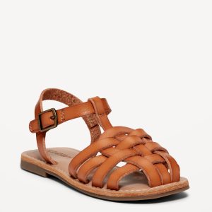 Faux-Leather Fisherman Sandals for Toddler Girls
