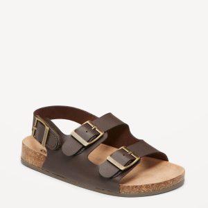 Faux-Leather Double-Strap Sandals for Toddler Boys