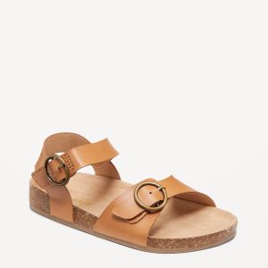 Faux-Leather Buckled Strap Sandals for Toddler Girls