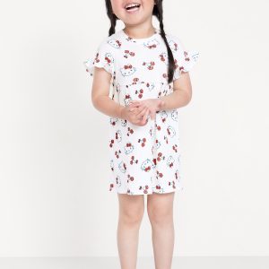 Ruffle-Sleeve Licensed Graphic Dress for Toddler Girls