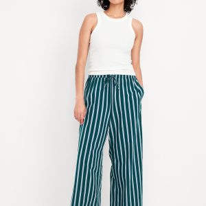 Poplin Wide-Leg Pajama Pants