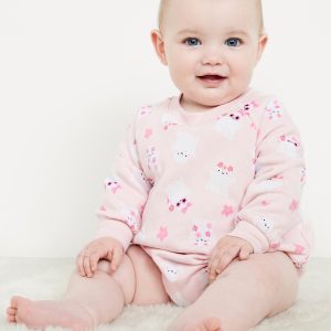 Printed Long-Sleeve Fleece Bodysuit for Baby