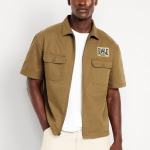 Short-Sleeve Moto Zip Shirt