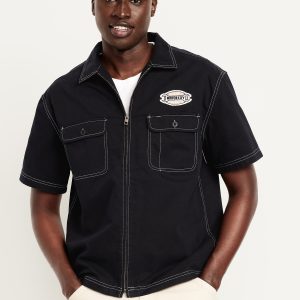 Short-Sleeve Moto Zip Shirt