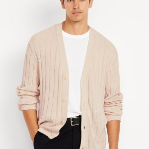 Ribbed Button-Front Cardigan