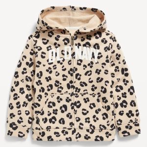 Printed Logo-Graphic Zip Hoodie for Toddler Girls
