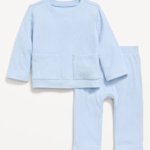 Ribbed Pocket T-Shirt and Pants Set for Baby