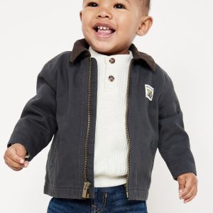 Full-Zip Twill Barn Coat for Baby