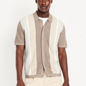 Button-Down Striped Polo