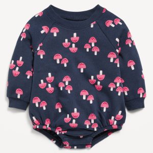 Printed Long-Sleeve Fleece One-Piece Romper for Baby
