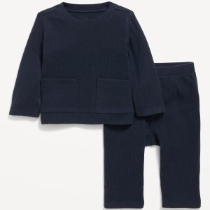 Ribbed Pocket T-Shirt and Pants Set for Baby