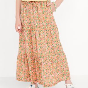 Tiered Swing Midi Skirt for Girls