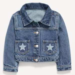 Embroidered Stars Trucker Jean Jacket for Toddler Girls