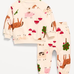 Printed Henley Sweatshirt and Sweatpants Set for Baby