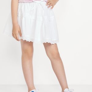 Eyelet Trim Tiered Skirt for Girls