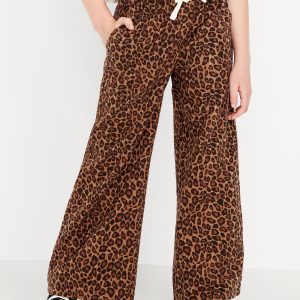 Printed High-Waisted Baggy Wide-Leg Pull-On Pants for Girls