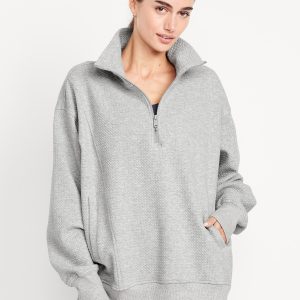 Dynamic Fleece Oversized Textured Tunic Sweatshirt