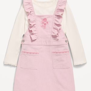 Long-Sleeve T-Shirt and Corduroy Dress Set for Toddler Girls