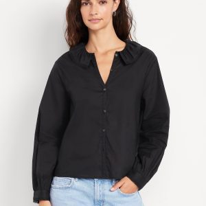 Ruffle Button-Down Shirt