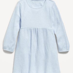 Long-Sleeve Shiny Ribbed Dress for Toddler Girls