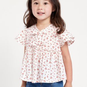 Short-Sleeve Ruffled Bow Top for Toddler Girls