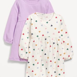 Long-Sleeve Fit and Flare Dress 2-Pack for Toddler Girls