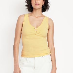 Cinched Rib-Knit Tank Top