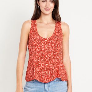 Button-Down Crepe Tank Top