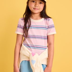 Fitted Short-Sleeve Printed Ringer T-Shirt for Girls