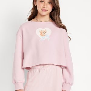 Boat-Neck Graphic Sweatshirt for Girls