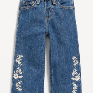 Baggy Embroidered Wide-Leg Jeans for Toddler Girls