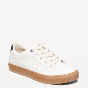Faux-Leather Gender-Neutral Lace-Up Sneakers for Kids