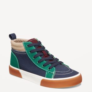 Mid-Top Canvas Lace-Up Sneakers for Boys