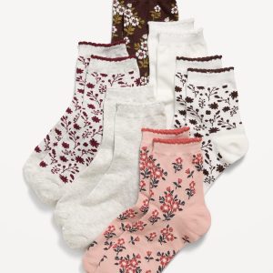 Novelty Quarter Crew Socks 6-Pack for Women