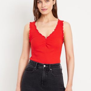 Cinched Rib-Knit Tank Top