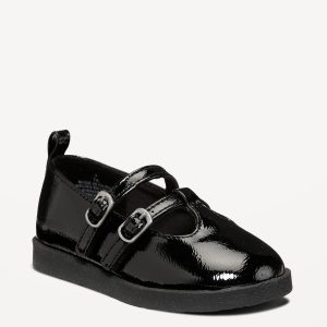 Shiny Faux-Leather Double-Buckle Mary Jane Shoes for Toddler Girls