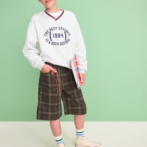 Below Knee Baggy Canvas Shorts for Boys
