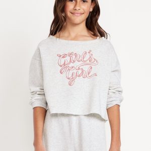 Boat-Neck Graphic Sweatshirt for Girls