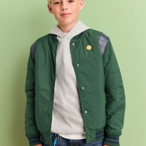 Water-Resistant Vintage-Style Bomber Jacket for Boys