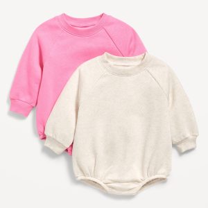 Long-Sleeve Fleece One-Piece Romper 2-Pack for Baby