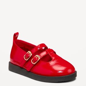 Shiny Faux-Leather Double-Buckle Mary Jane Shoes for Toddler Girls