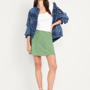 High-Waisted Crepe Mini Skirt
