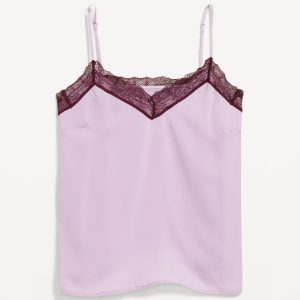 Lace-Trim Satin Cami Top