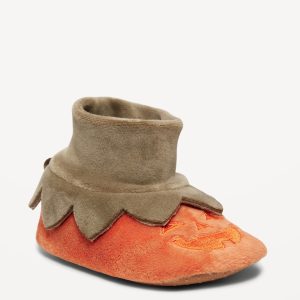 Velour Pumpkin Slippers for Baby