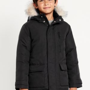 Water-Resistant Faux-Fur Hooded Parka Jacket for Boys